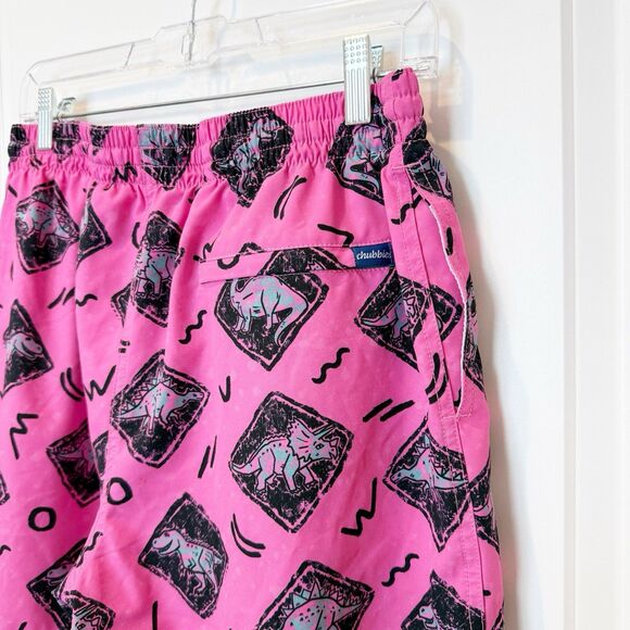 Chubbies Mens Lined Swim Trunks Size Large Pink Dinosaur 5.5in Quick Dry - Picture 4 of 7